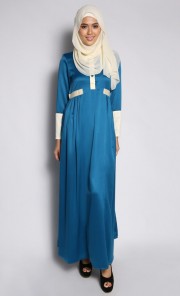 Sufi Pleated Jubah in Teal Blue