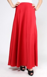 Maxi Flare Skirt in Chili Red