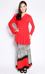 Peplum Dress in Red