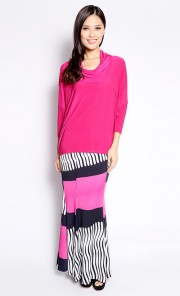 Modern Midi Kurung Kedah in Pink