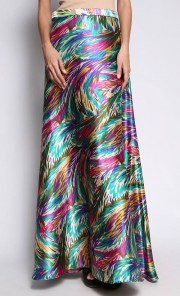 Rainbow Maxi Flare Skirt in Multi