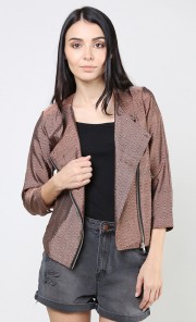 Tenun Biker Jacket in Rose Gold