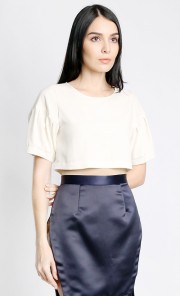 Puffy Cropped Top in Cream