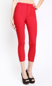 Fitted Pants in Red
