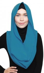 Satin Crepe Snood in Blue