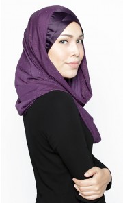 Slip-On Double-V Glitter Jersey Snood in Purple