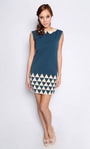 Hillary Dress in Marine Blue and Ivory