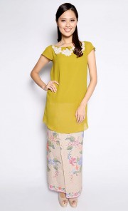 Freda Kaftan Batik Set in Dark Olive