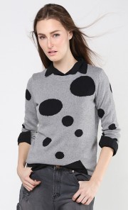 Polka Dot Sweater in Black and Grey