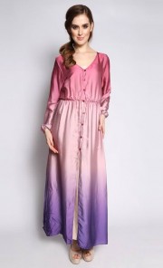 Elizabeth Cardigan Dress in Maroon Ombre