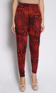 Floral Basic Pants in Red