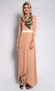 Button Down Abaya in Khaki