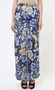 Kemboja Batik Kipas Skirt in Blue