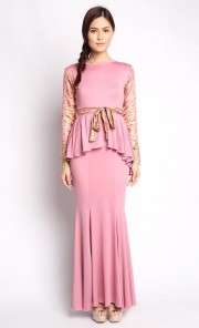 Glory Peplum Songket Kurung in Pink