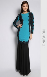Nursing Victory Kurung in Turquoise