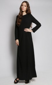 Shiny Matte Long Dress in Black