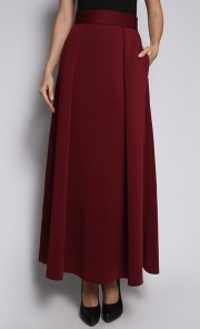 Long Flare Skirt in Red