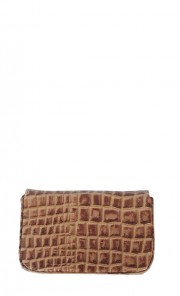 Card Holder in Brown Crocodile Print