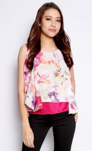 Sleeveless Cape Top in Pink