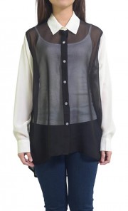 Duo Colour Shirt in Off White and Black 