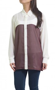 Combined Shirt in Off White and Maroon