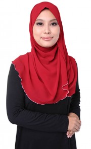 Bold Moon Shawl in Red with Pink Lining