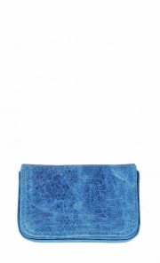Card Holder in Light Blue Snakeskin Print
