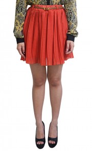 Chiffon Pleated Skirt in Rust