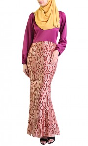 Georgina Dress in Maroon and Brown