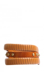 Broze Statement Leather Cuff in Brown