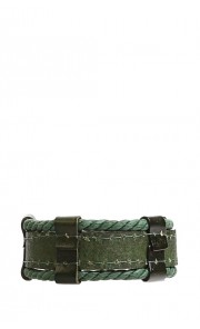 Rope Leather Cuff in Green