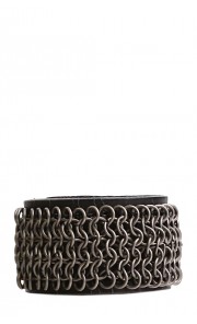 Chain Link Leather Cuff in Black