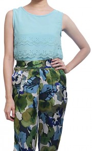 Laser Cut Sleeveless Top in Seafoam Green 