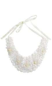 Medium White Rosette Bib Necklace