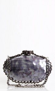 Shimla Oval Sequinned Miniaudiere in Black