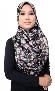 Satin Stones Shawl in Black