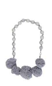 Pompom and Pearl Necklace in Grey 