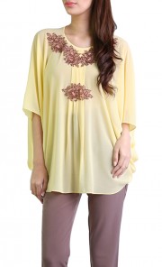 Breezy Top in in Yellow with Brown Lace