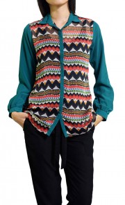 Printed Shirt in Teal