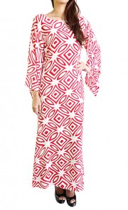 Geometric Jubah Dress in Red