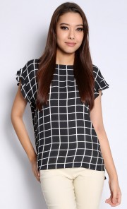 Evie Square Printed Top in Black and White