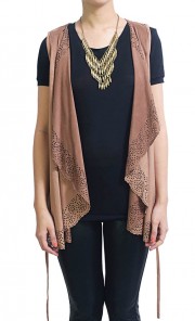 Cut Out Vest in Brown
