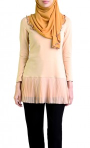 Pleated Ballerina Top in Buff