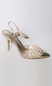 Claudia Crystal Kitten Heels in Gold