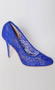 Vivy Lace Round Pumps in Cobalt Blue