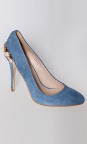 Ivy Suede Pearl High Pumps in Dusty Blue