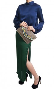 Miranda Dress in Navy and Green