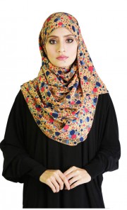 Ayami Colourful Brush Shawl in Beige