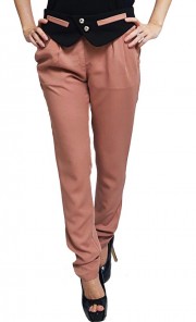Skelly Double Button Two Colour Pants in Beige 