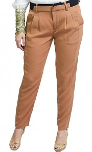 Two Toned Mid Waist Pants in Beige 